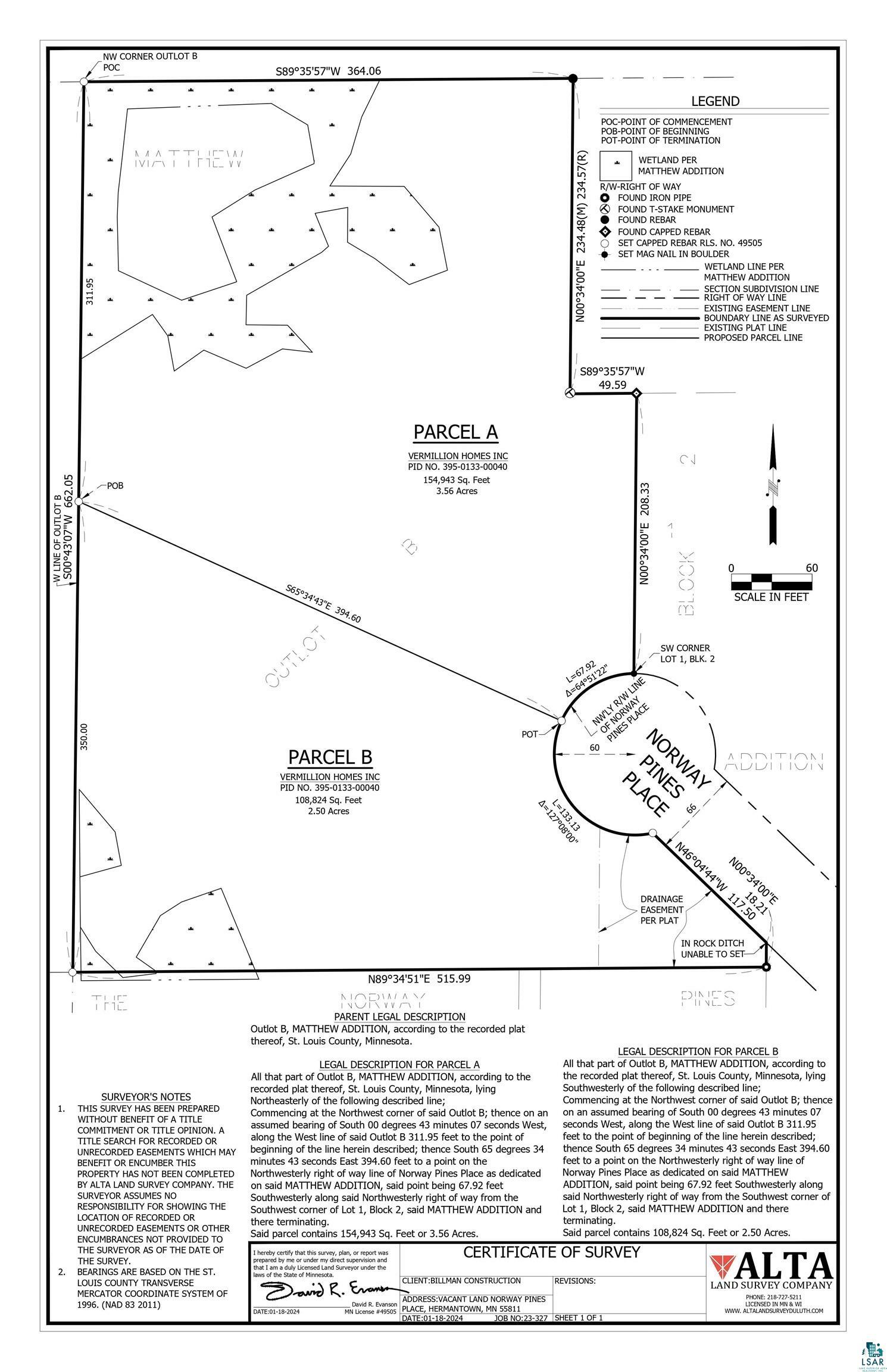 Property Photo:  45xx - Lot B1 Norway Pines Place  MN 55811 